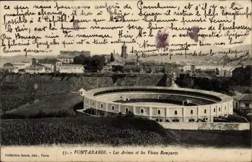 Ak Hondarribia Fuenterrabia Baskenland, die Arenas und die alten Stadtmauern