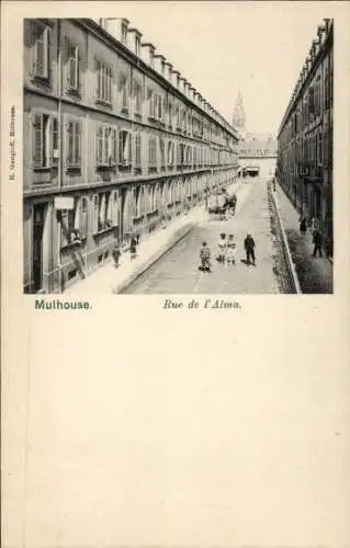 Ak Mulhouse Mülhausen Elsass Haut Rhin, Rue de l'Alma