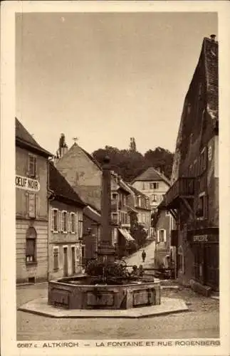 Ak Altkirch Alsace Haut Rhin, Fontaine, Rue Rogenberg