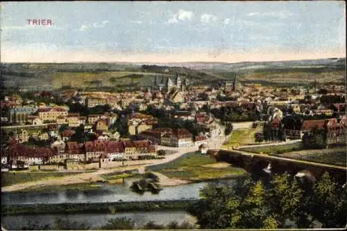 Ak Trier an der Mosel, Panorama, Brücke