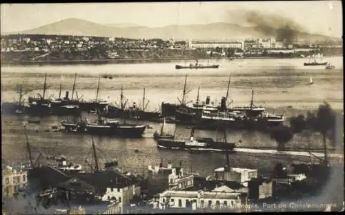 Ak Konstantinopel Istanbul Türkei, Hafen, Dampfschiffe, Panorama