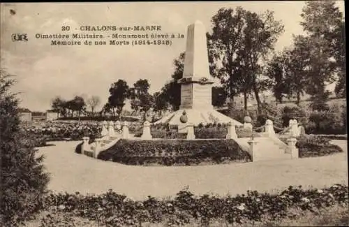 Ak Châlons-sur-Marne, Militärfriedhof, Denkmal