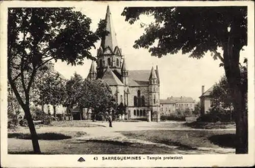 Ak Sarreguemines Saargemünd Lothringen Moselle, Temple protestant