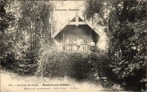 Ak Rosieres aux Salines Meurthe et Moselle, Maison de la convalescence, Asile Poirel, Park