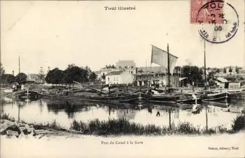 Ak Toul Meurthe et Moselle, Port du Canal a la Gare