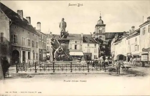 Ak Saint Dié des Vosges, Place Jules Ferry, Denkmal