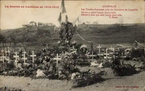 Ak Luneville Meurthe et Moselle, Les Tombes francaises pres du Cimetiere, 1. Weltkrieg