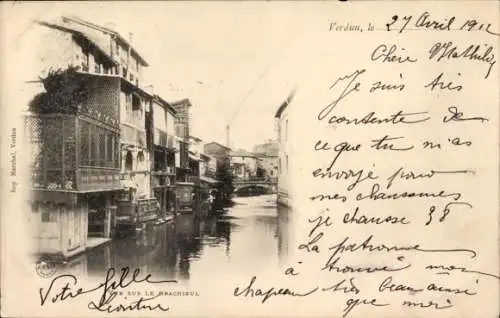 Ak Verdun Meuse, Kanal, Häuserzeile