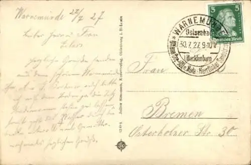 Ak Ostseebad Warnemünde Rostock, Mole, Brandung