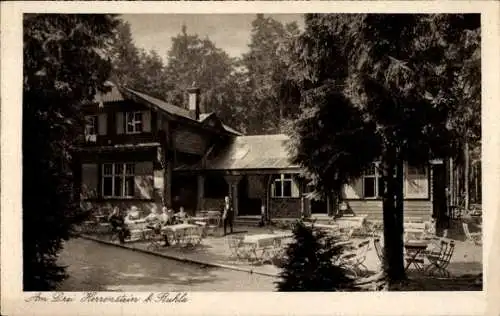 Ak Ruhla in Thüringen, Waldgasthaus zum Drei Herrenstein, Sitz der Scheffelgemeinde