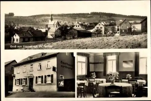 Ak Hasselbach Weilrod im Taunus, Teilansicht, Gasthaus zur Krone