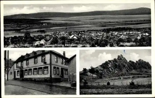 Ak Eschbach Usingen im Taunus, Gesamtansicht, Gasthaus Zum Felsen