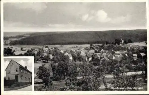 Ak Oberlauken Weilrod im Weiltal Hochtaunuskreis, Blick auf den Ort, Gemischtwarenhandlung