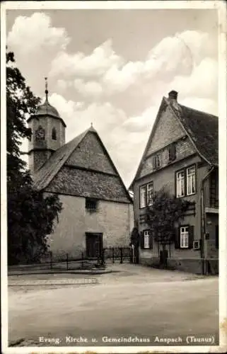 Ak Anspach im Taunus, Evangelische Kirche, Gemeindehaus