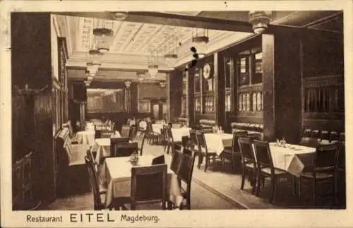 Ak Magdeburg an der Elbe, Restaurant Eitel, Innenansicht