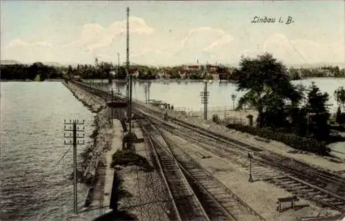 Ak Lindau am Bodensee Schwaben, Eisenbahnstrecke