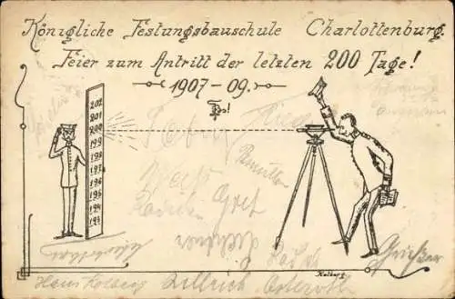 Ak Berlin Charlottenburg, Königliche Festungsbauschule, Feier zum Antritt der letzten 200 Tage