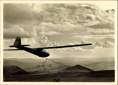 Ak Gersfeld in der Rhön Hessen, Wasserkuppe, Segelflugzeug, Start