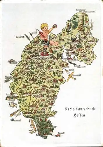 Landkarten Ak Lauterbach in Hessen, Kindl, Bier, Grabenhain, Fulda
