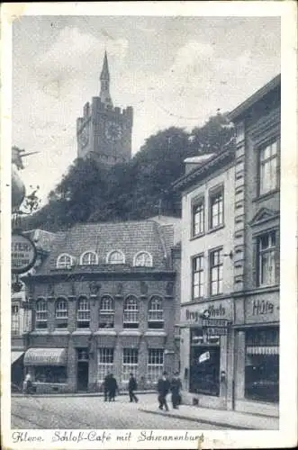 Ak Bad Cleve Kleve am Niederrhein, Schloss-Cafe, Schwanenburg, Geschäfte, Drogerie