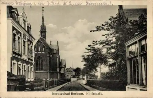 Ak Nordseebad Borkum in Ostfriesland, Kirchstraße