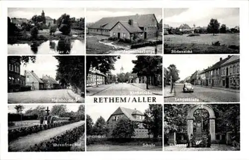 Ak Rethem an der Aller, Jugendherberge, Ehrenmal, Schule, Ehrenfriedhof