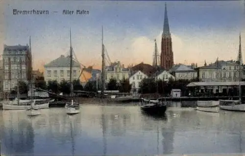 Ak Bremerhaven, alter Hafen