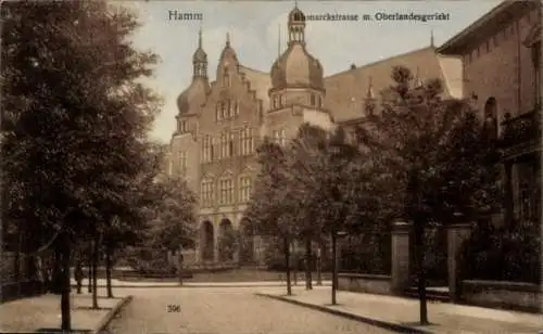 Ak Hamm in Westfalen, Bismarckstraße und Oberlandesgericht