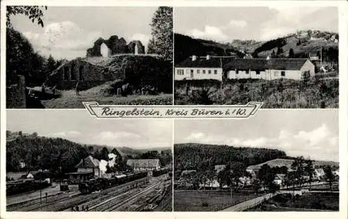 Ak Ringelstein Harth Büren in Westfalen, Bahnhof, Ruine, Teilansicht
