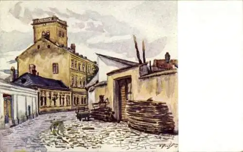 Künstler Ak Uherské Hradiště Ungarisch Hradisch Region Zlin, Frantiskanska ulice