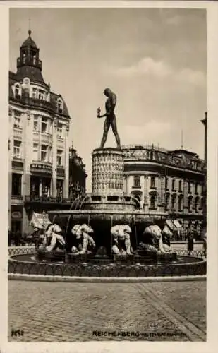 Ak Liberec Reichenberg in Böhmen, Metznerbrunnen