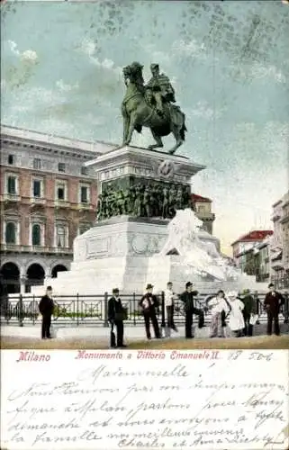 Ak Milano Mailand Lombardia, Monumento a Vittorio Emanuele II.