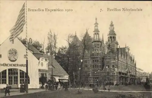 Ak Bruxelles Brüssel, Exposition 1910, Pavillon Neerlandais, Münchener Haus
