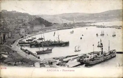 Ak Ancona Marche, Gesamtansicht, Hafen