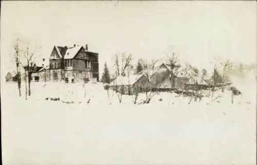 Foto Ak Steinersee ? Lettland, Teilansicht im Winter