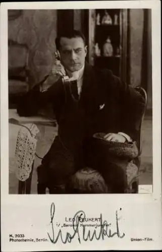 Ak Schauspieler Leo Peukert, Portrait, Autogramm, Telefon