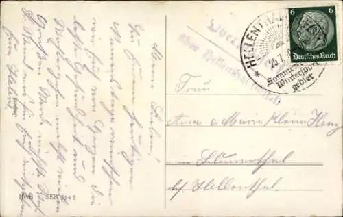 Landpoststempel Oberwolfert Hellenthal in der Eifel auf Ansichtskarte, 25.07.1940