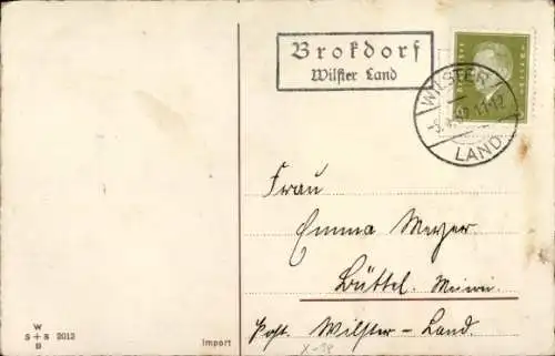 LandpoststempelBrokdorf an der Elbe Wilster Land, 05.04.1932, Ansichtskarte Geburtstag