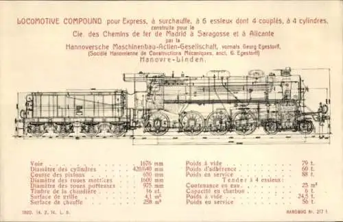Ak Spanische Eisenbahn, Hanomag, Dampflok