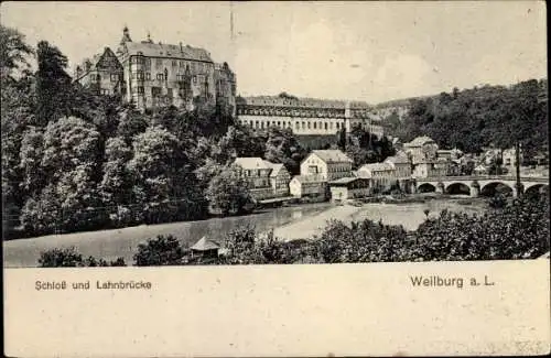 Ak Weilburg im Lahntal, Schloss und Lahnbrücke