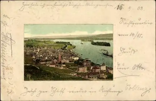 Präge Passepartout Ak Rüdesheim am Rhein, Panorama