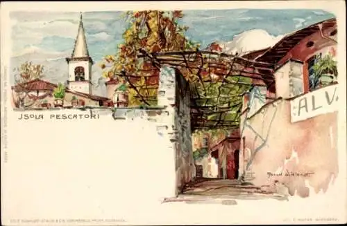 Künstler Litho Wielandt, Manuel, Stresa Borromeo Lago Maggiore Piemonte, Gasse