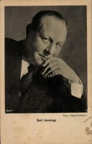 Ak Schauspieler Emil Jannings, Portrait im Anzug, Autogramm