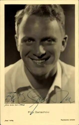Ak Schauspieler Fritz Genschow, Portrait, Ross Verlag 8095/1, Autogramm