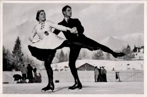 Sammelbild Olympia 1936, Ungarische Eiskunstläufer Rotter Szollas, Paarlauf