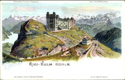 Künstler Ak Steinmann, C., Rigi Kulm Kanton Schwyz, Gasthaus, Berglandschaft