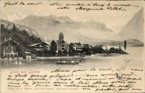Ak Gunten am Thunersee Kanton Bern, Gesamtansicht