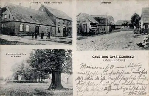 Ak Groß Quassow Userin in Mecklenburg, Gasthof, Dorfaue, Dorfstraße