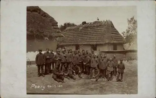 Foto Ak Psary Galizien Ukraine, Deutsche Soldaten in Uniformen, Storch, I WK