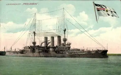 Ak Deutsches Kriegsschiff, SMS Preußen, Linienschiff